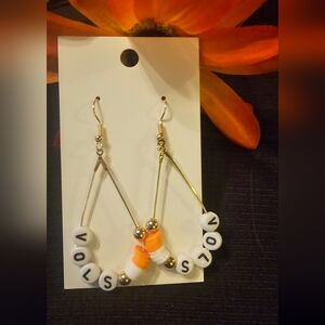 Gold and Orange Beaded Earrings